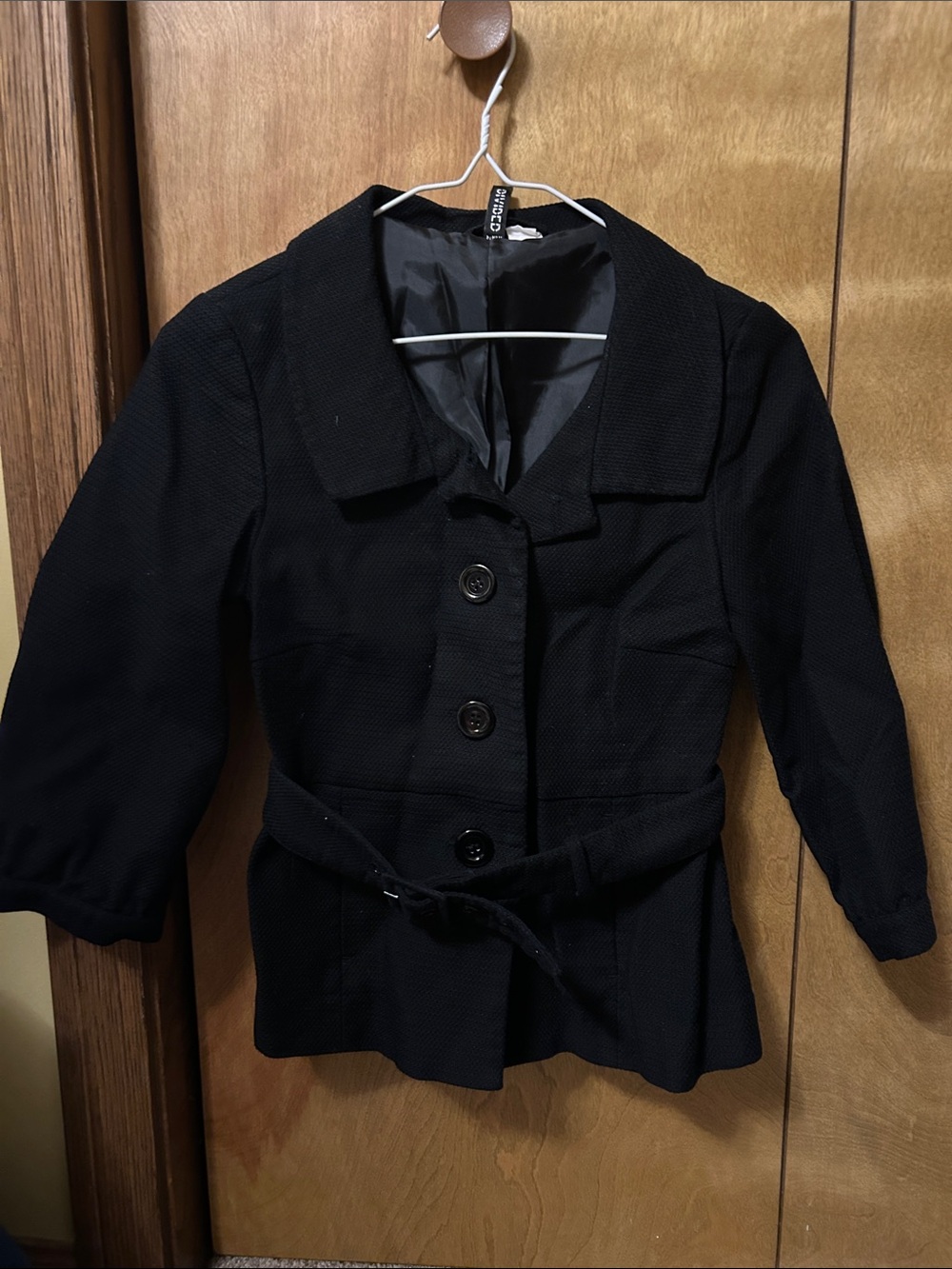 H&M Black Belted Women's Blazer Jacket